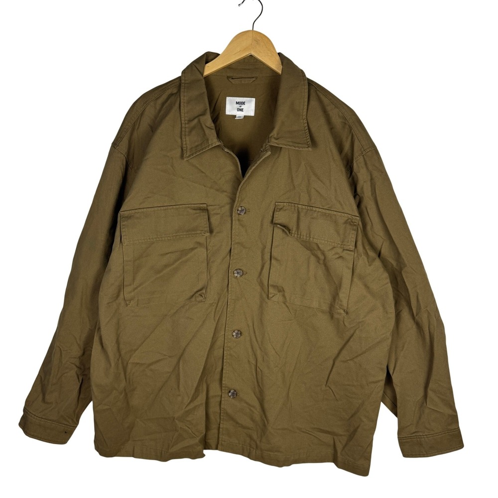 Mode of One Mens Army Brown Cotton Button Up Shirt Jacket XXL 100188085MN